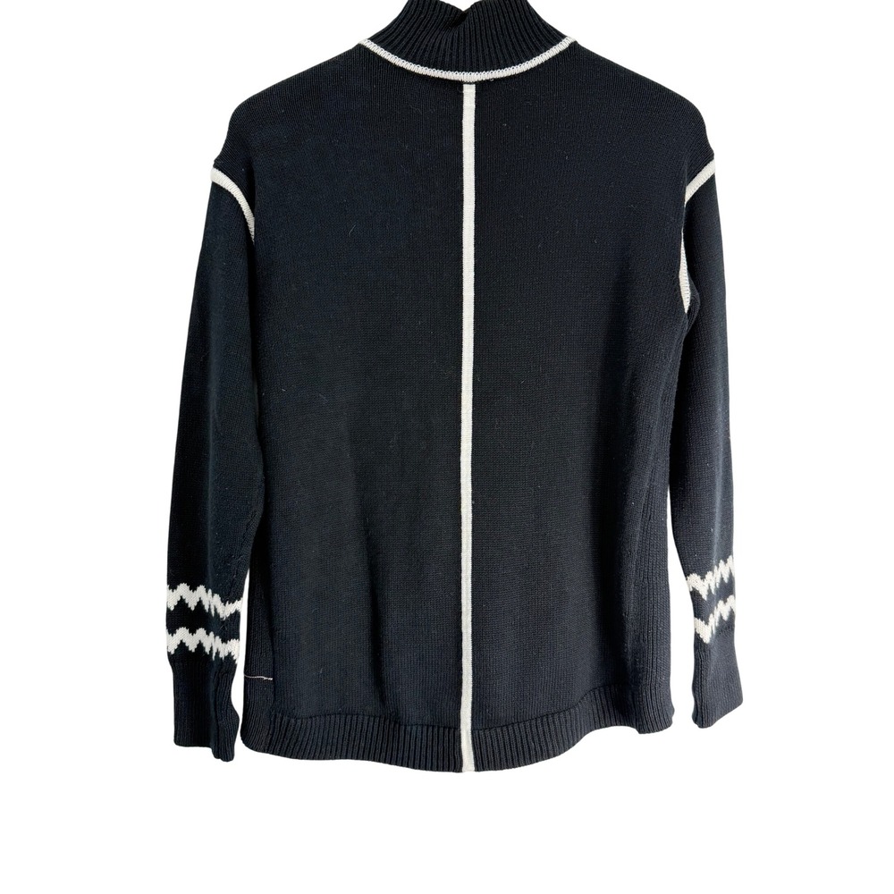 T by Talbots Womens Black Snowflake Fair Isle Mock Neck Zip Sweater Size S - Picture 3 of 14